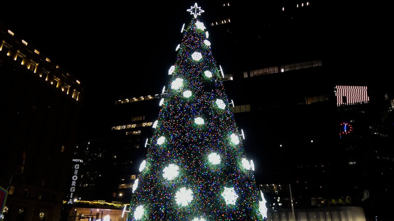 76 Foot Tall Christmas Tree in Vancouver
